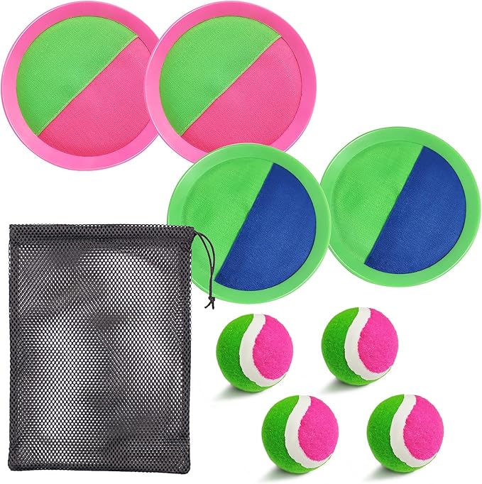 Jalunth Ball Catch Set Game Paddle - Beach Toys Back Yard Pool Outdoor Games Backyard Camping Throw Catch Toss Age 3 4 5 6 7 8 9 10 11 12 Years Old Boys Girls Kids Adults Family Outside Easter Gifts-BubblyBeeBaby
