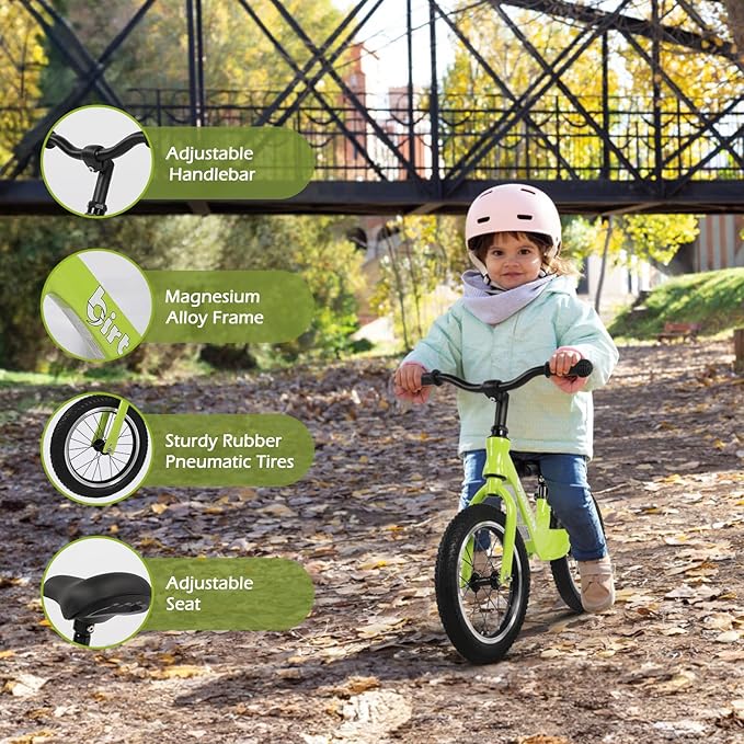 14" Kids Balance Bike for 3,4,5,6 Year Old Boys and Girls, Air Tires with Magnesium Alloy Frame, Lightweight No Pedal Toddler Training Bicycle-BubblyBeeBaby