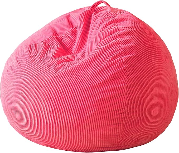 Homguava 3.5FT Bean Bag Chair: Teardrop Bean Bags with Memory Foam Filled, Compact Beanbag Chairs Soft Sofa with Corduroy Cover (Pink)-BubblyBeeBaby