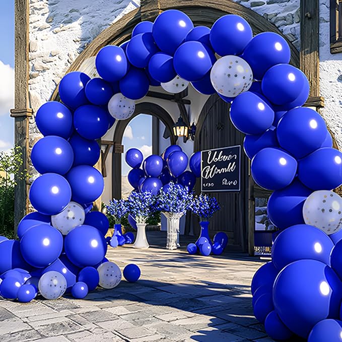 JOYIN 150 Pcs Royal Blue Balloons, Different Sizes 18 12 10 5 Inch Royal Blue Latex Balloon Arch Kit with Instruction for Birthday Party Graduation Wedding Holiday Decoration-BubblyBeeBaby