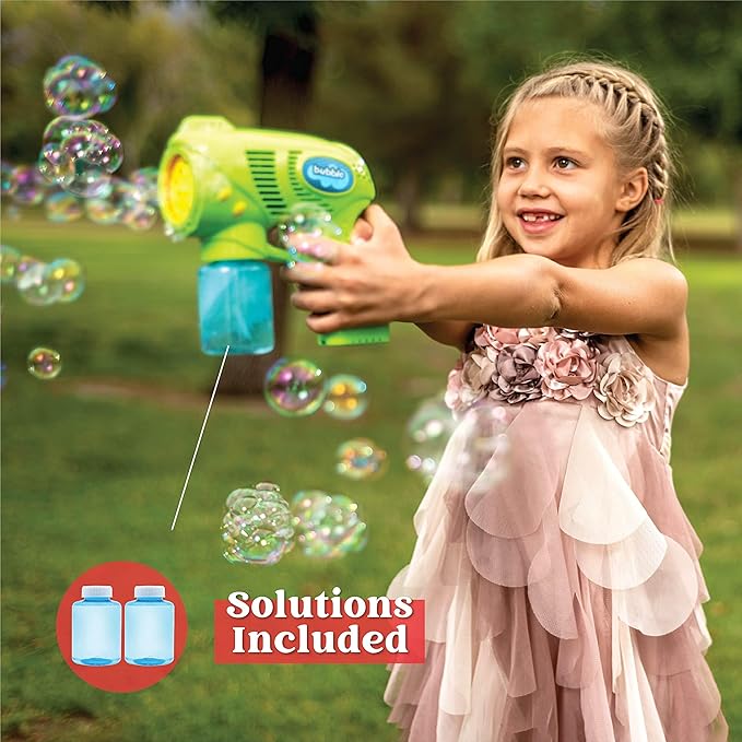 JOYIN 2 Kids Bubble Gun with 2 Bottles Refill Solution, Bubble Machine Gun for Toddlers 1-3 Kids 4-8, Party Favors, Summer Toy, Outdoors, Easter, Birthday Gift-BubblyBeeBaby