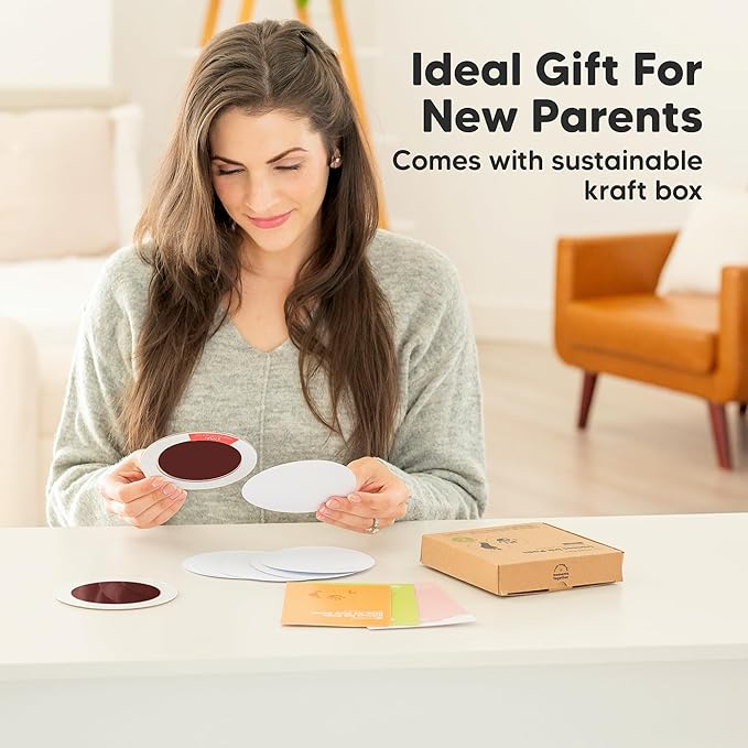 2-Pack Round Inkless Baby Hand and Footprint Kit - Mess Free Ink Pad for Newborn Keepsake, Dog Nose & Paw Print Kit, Clean Touch Ink Pad for Baby Hand & Footprints, Ideal New Mom Gifts (Auburn)-BubblyBeeBaby