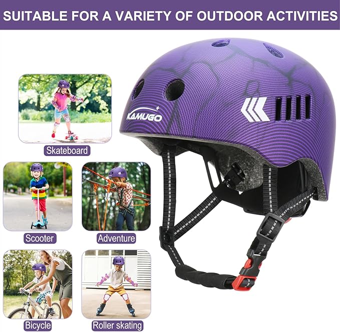 KAMUGO Kids Bike Helmet Set, Toddler Helmet for Ages 2-8 Boys Girls with Sports Protective Gear Set Knee Elbow Wrist Pads for Skateboard Cycling Scooter Rollerblading-BubblyBeeBaby