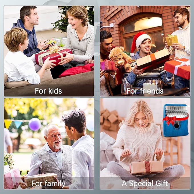 Kalimba Thumb Piano,YUNDIE Portable 21 Keys Mbira Finger Piano with Tune Hammer and Study Instruction,Musical Instruments Gift for Kid Adult Beginners Professional(Blue)-BubblyBeeBaby