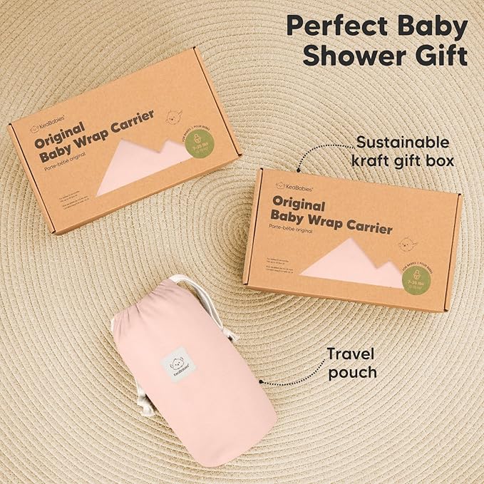 KeaBabies Baby Wrap Carrier - All in 1 Original Baby Carrier Newborn to Toddler Sling, Easy to Wear, Hands Free Bonding, Lightweight, Breathable Infant Wraps (Dusty Pink)-BubblyBeeBaby