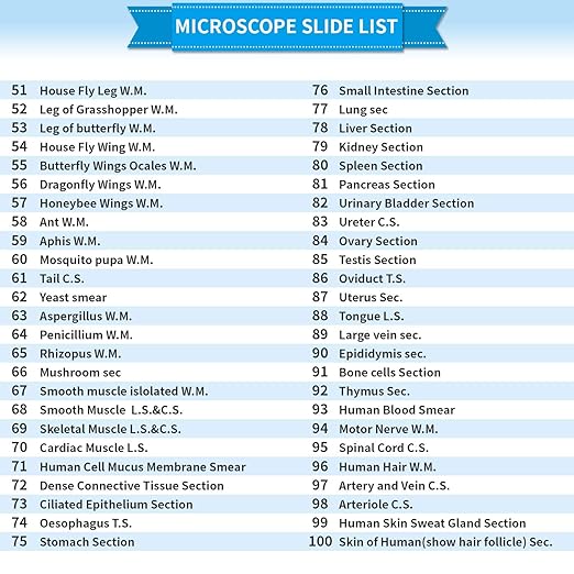 100Pcs Prepared Microscope Slides Set Professional Specimens for Kids Student Homeschool Use-BubblyBeeBaby