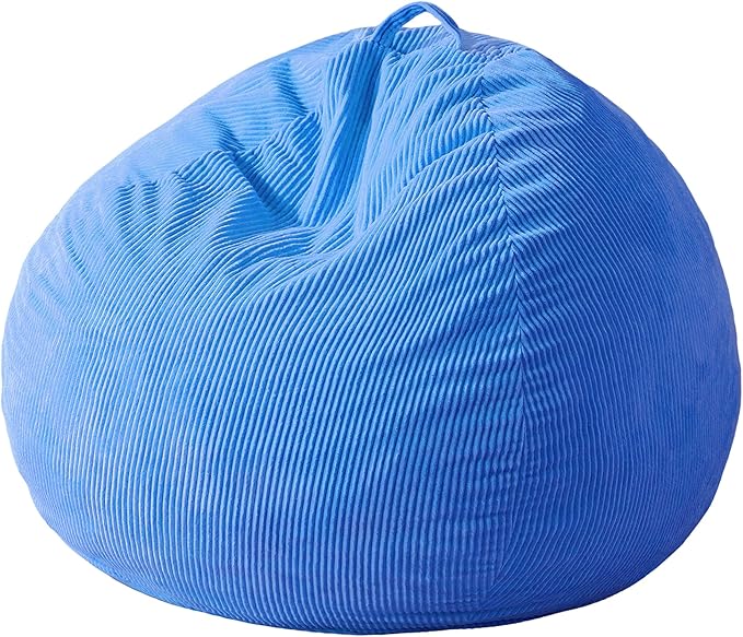 Homguava 3.5FT Bean Bag Chair: Teardrop Bean Bags with Memory Foam Filled, Compact Beanbag Chairs Soft Sofa with Corduroy Cover (Blue)-BubblyBeeBaby