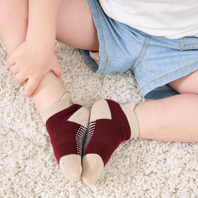 Zaples Baby Non Slip Grip Ankle Socks with Non Skid Soles for Infants Toddlers Kids Boys Girls-BubblyBeeBaby