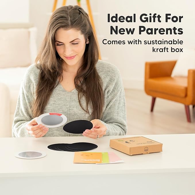 2-Pack Round Inkless Baby Hand and Footprint Kit - Mess Free Ink Pad for Newborn Keepsake, Dog Nose & Paw Print Kit, Clean Touch Ink Pad for Baby Hand & Footprints, Ideal New Mom Gifts (Silver)-BubblyBeeBaby