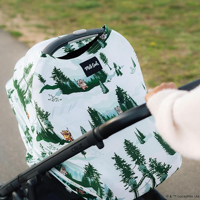 Milk Snob Star Wars Original 5-in-1 Cover - Nursing Cover for Breastfeeding - Baby Car Seat Cover, Carseat Canopy & Stroller - Essential All-in-One Cover - Gift for Mom, Baby (Endor Escape)-BubblyBeeBaby