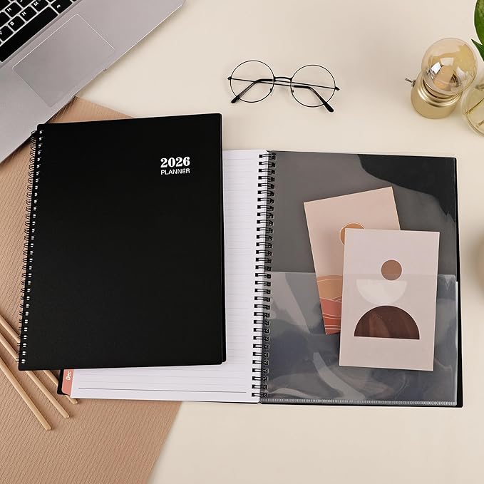 2026 Planner - 9β Γ 11β, 2026 Weekly and Monthly Planner, from JAN. 2026 to DEC. 2026, Inner Pocket, Premium Paper, Twin-wire Binding, Make Your Life Productive - Black-BubblyBeeBaby