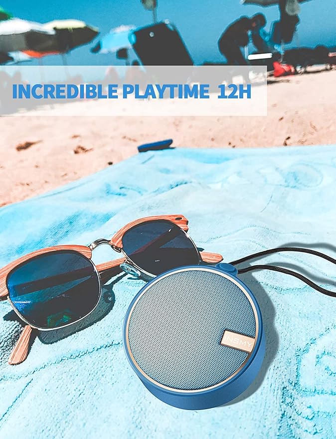 INSMY C12 IPX7 Waterproof Shower Bluetooth Speaker, Portable Small Speaker, Speakers Bluetooth Wireless Loud Clear Sound Support TF CSuard ction Cup for Outdoor Kayak Canoe Beach Gift (Navy)-BubblyBeeBaby