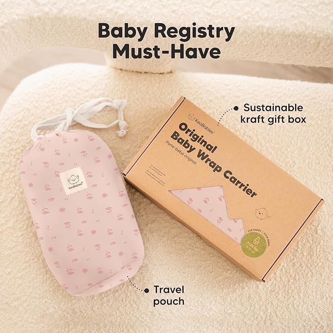 KeaBabies Baby Wrap Carrier - All in 1 Original Baby Carrier Newborn to Toddler Sling, Easy to Wear, Hands Free Bonding, Lightweight, Breathable Infant Wraps (Pink Daisies)-BubblyBeeBaby