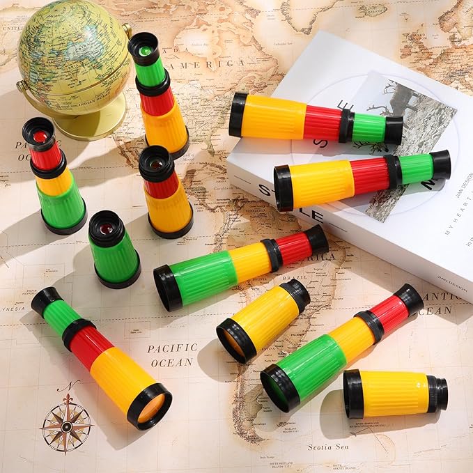 24 Pcs Plastic Pirate Telescope for Pirate Party Favors Portable Pocket Educational Science Spyglass Mini Monocular for Pirate Birthday Party Supplies Halloween Treasure Hunt-BubblyBeeBaby