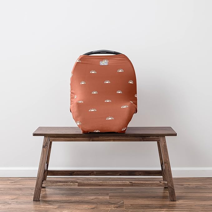 Itzy Ritzy 4-in-1 Nursing Cover, Car Seat Cover, Shopping Cart Cover & Infinity Scarf – Breathable, Multi-Use Nursing Cover Up for Breastfeeding, Carseat Canopy & Stroller Cover (Terracotta Sunrise)-BubblyBeeBaby