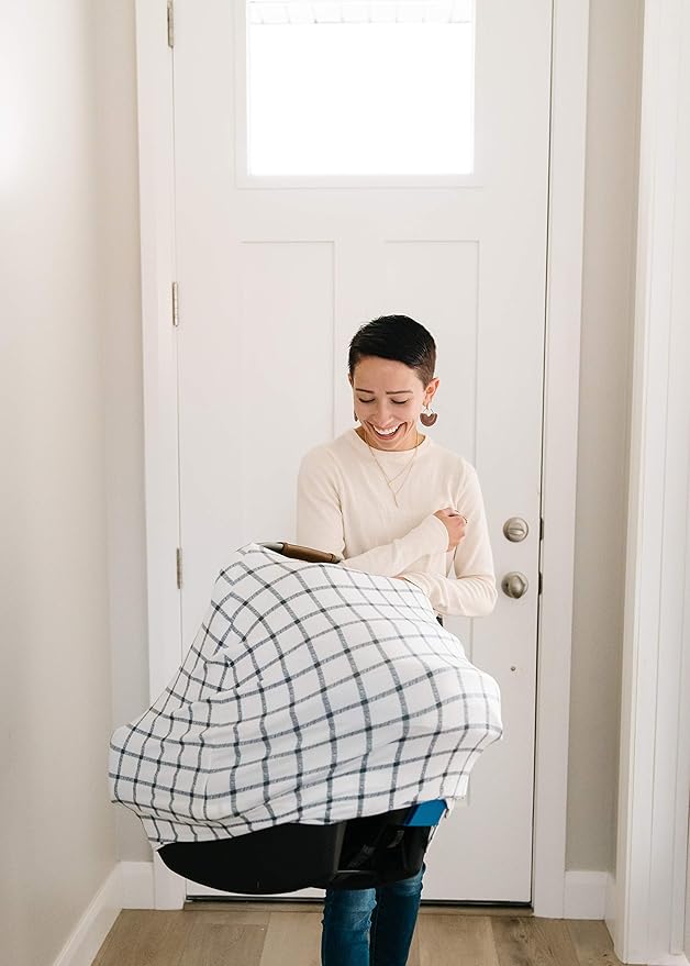 Baby Car Seat Cover Canopy and Nursing Cover Multi-Use Stretchy 5 in 1 Gift Ledger by Copper Pearl-BubblyBeeBaby