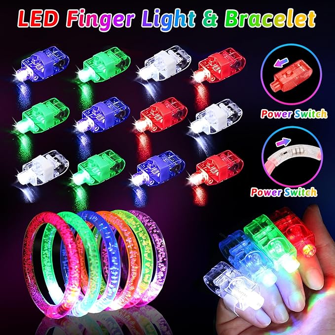 156PCS Glow in The Dark Party Supplies for Kids 8-12, Light Up Glasses Headband Rings Halloween Party Favor Adult, 100 Glow Sticks Bulk Party Pack DIY Necklaces Bracelets Neon Camping Pool Decorations-BubblyBeeBaby