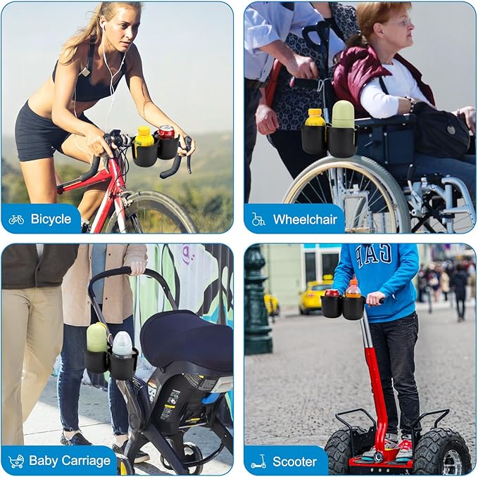 Accmor Stroller Cup Holder, Bike Cup Holder, Universal Cup Holder for Uppababy Nuna Doona Strollers, 2-in-1 Cup Phone Holder for Stroller, Bike, Wheelchair, Walker, Scooter-BubblyBeeBaby