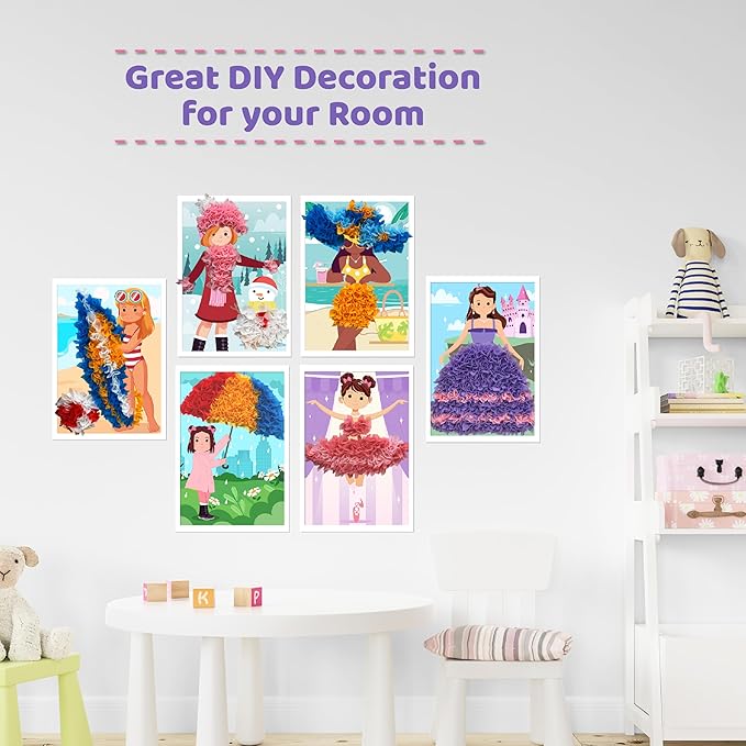 jackinthebox Poke Poke Art for Kids - Fashion Theme, Mess-Free Fabric Art and Craft, Flower Pressing Kits, Gift for Kids, Girl Gifts, Toys for Girls Ages 4 5 6 7 8-BubblyBeeBaby