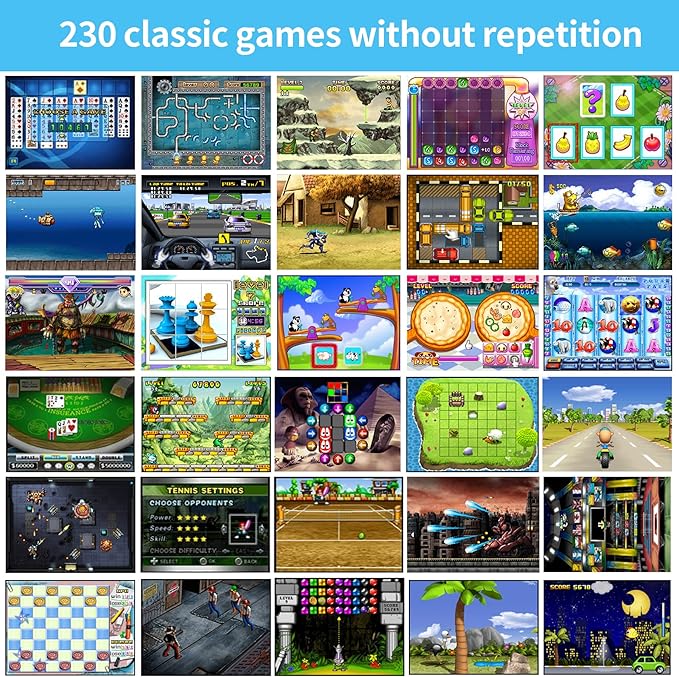 16 Bit Handheld Game for Kids Built-in 230 HD Classic Retro Video Games USB Rechargeable 3.0 Inch Childrens Travel Electronics Toys Portable Gaming Player System Gift for Boys Girls Ages 4-8-12-BubblyBeeBaby