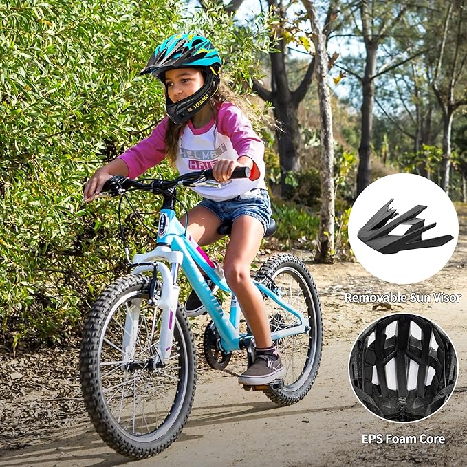 Kids Bike Helmet with Chin Guard, Adjustable Detachable Children’s Full Face Helmet for Girls and Boys, Cycling Helmets Skateboard, Scooter-BubblyBeeBaby