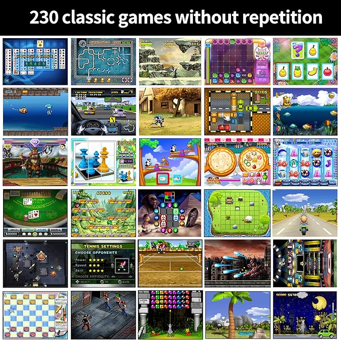 16 Bit Handheld Game for Kids Built-in 230 HD Classic Retro Video Games USB Rechargeable 3.0 Inch Childrens Travel Electronics Toys Portable Gaming Player System Gift for Boys Girls Ages 4-8-12-BubblyBeeBaby