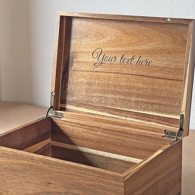 Keepsake Box for Couple - Engraved Memento Box w/ Couples Names, Anniversary Wedding Gift for Couple, Acacia Wood Love Chest, Time Capsule, Custom Heirloom Storage, Hidden Message, 11 x 8 x 4.75 in-BubblyBeeBaby