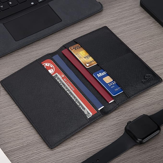 2 Passport Holder - Travel Essentials, RFID Blocking Wallet Credit Card Organiser, Plain Accessories Slim Cover For Men & Women-BubblyBeeBaby