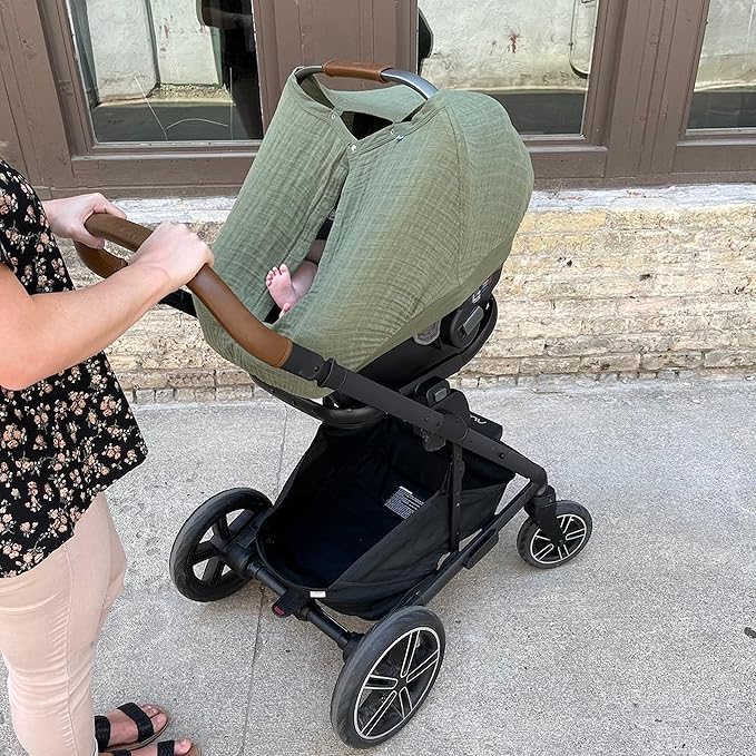 Little Unicorn Breathable Car Seat Canopy | Magnetic Closure Cover & Universal Fit | Protection & Privacy for Baby (Fern)-BubblyBeeBaby