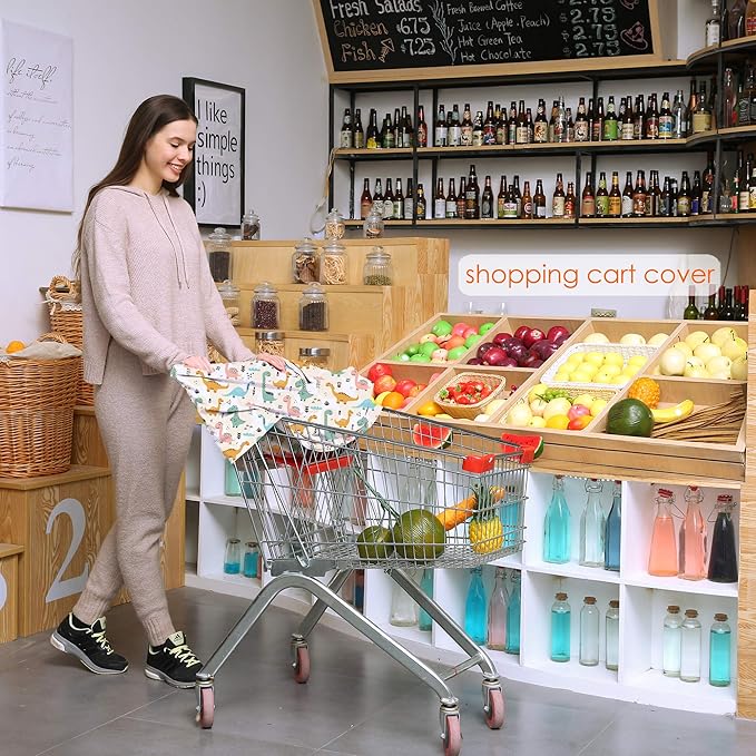 Multi-use Carseat Covers Breastfeeding Cover - Car Seat Covers for Babies, Stretchy Carseat Canopy Cover, Boys and Girls Shower Gifts (Colours Dinosaur)-BubblyBeeBaby