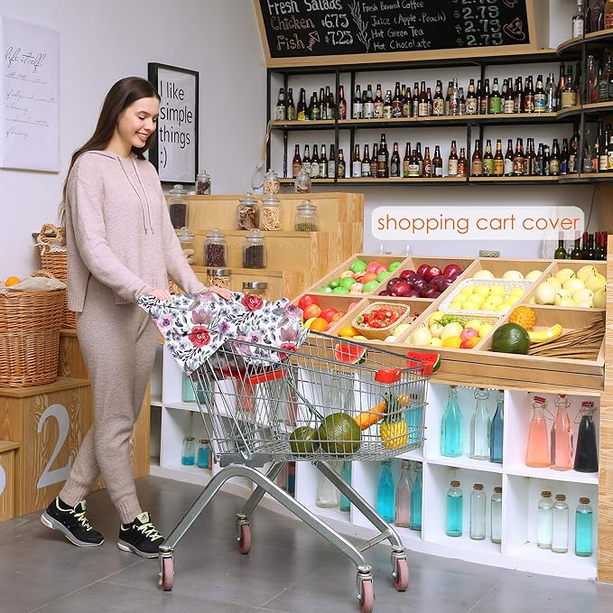 Multi-use Canopy Breastfeeding Cover - Car Seat Canopy for Babies, Stretchy Carseat Cover, Boys and Girls Shower Gift (Purple Flower)-BubblyBeeBaby