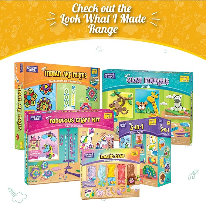 Imagimake Window Art Jungle Suncatcher Kit | Kids Crafts Supplies | Girls Toys Age 6-8 | Arts and Crafts for Kids Ages 8-12 | Creative Fun Craft Kit | Gifts for 5 Year Old Boys & Girls-BubblyBeeBaby