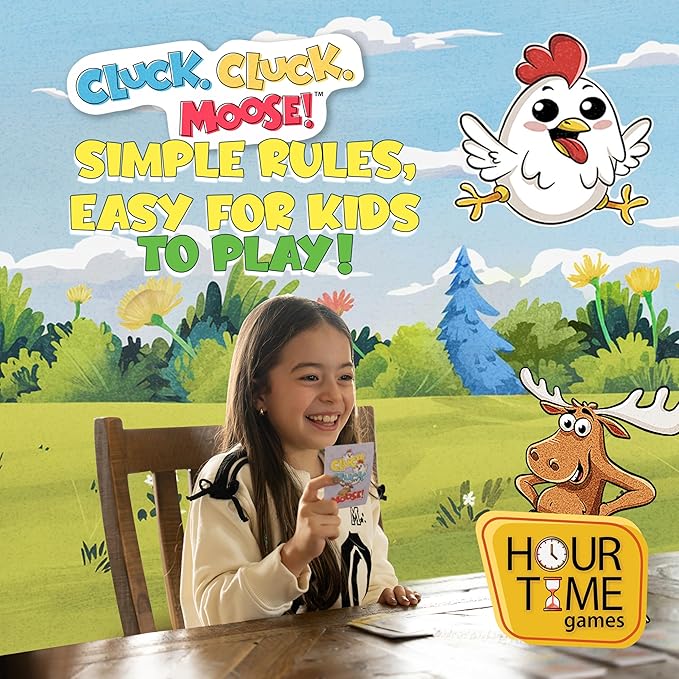 Hour Time Games Cluck Cluck Moose – Hilarious Animal-Themed Card Game for a Fun Family Game Night, Family Games for Kids & Families, Reunion Gift Ideas, Fun Stuff for Reunions & Ideal Gifts for Ages 4-BubblyBeeBaby