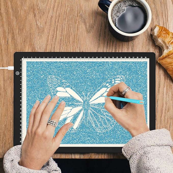 iVyne Corded Light Pad for Weeding Vinyl - A4 Light Box for Drawing - Light Board for Tracing - Light Box for Diamond Painting, Weeding Vinyl, Sketching, Tracing (Black)-BubblyBeeBaby