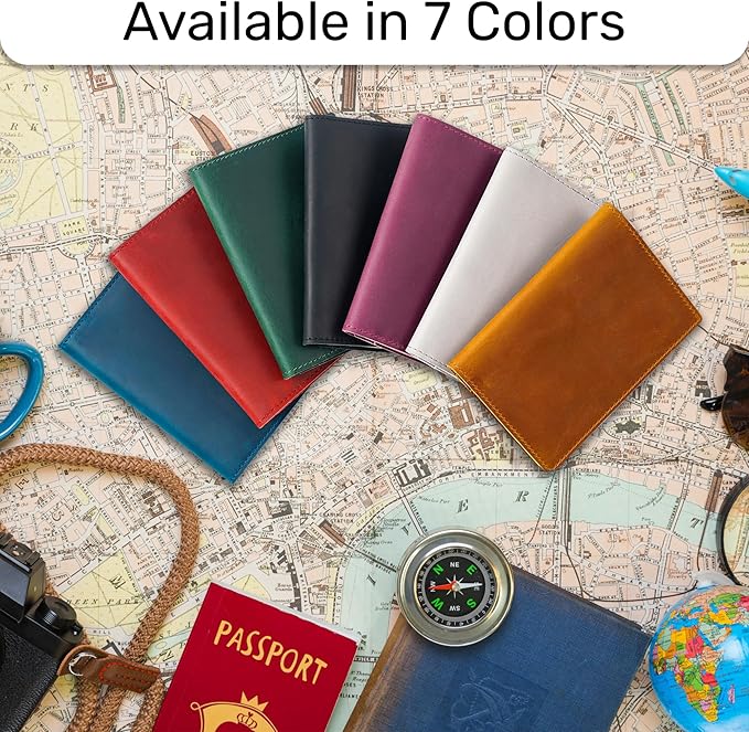 HIFA Leather Passport Holder, Handmade Passport Cover with Card and Ticket Slot - Genuine Leather, Elegant Design, Easy Access - Passport Case, Passport Wallet, Passport Holder-BubblyBeeBaby