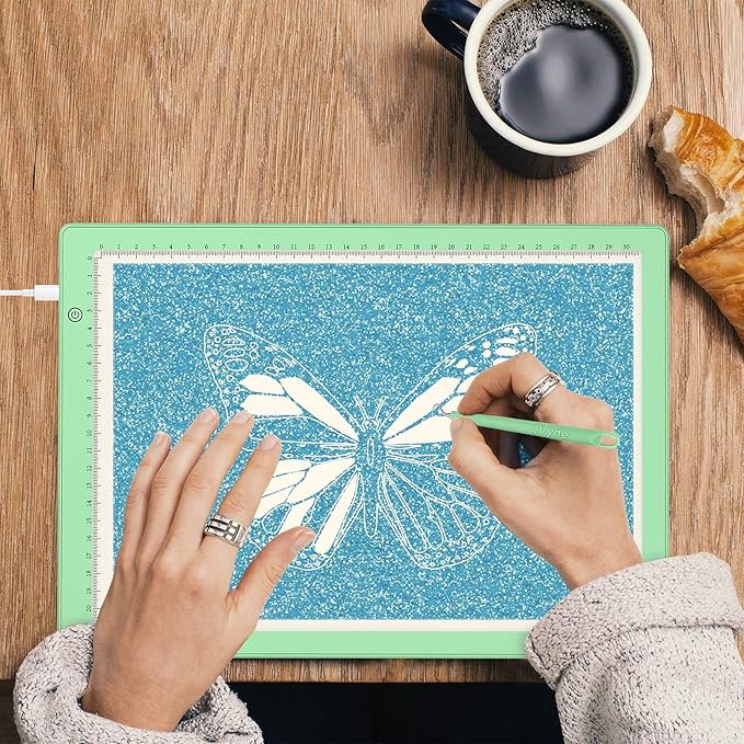 iVyne Corded Light Pad for Weeding Vinyl - A4 Light Box for Drawing - Light Board for Tracing - Light Box for Diamond Painting, Weeding Vinyl, Sketching, Tracing (Green)-BubblyBeeBaby