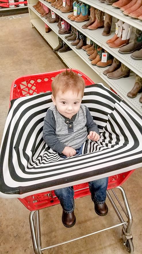 Itzy Ritzy 4-in-1 Nursing Cover, Car Seat Cover, Shopping Cart Cover & Infinity Scarf – Breathable, Multi-Use Nursing Cover Up for Breastfeeding, Carseat Canopy & Stroller Cover (Black & White Stripe)-BubblyBeeBaby