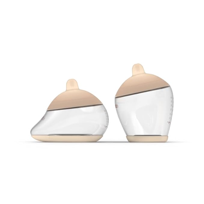 Baby Bottle Starter Kit Includes 2 Bottles 2 Nipples 2 Caps 2 Lids 2 Responsive Flow Valves, Cleaning Brush - Fair - Shape 2-RFV-BubblyBeeBaby