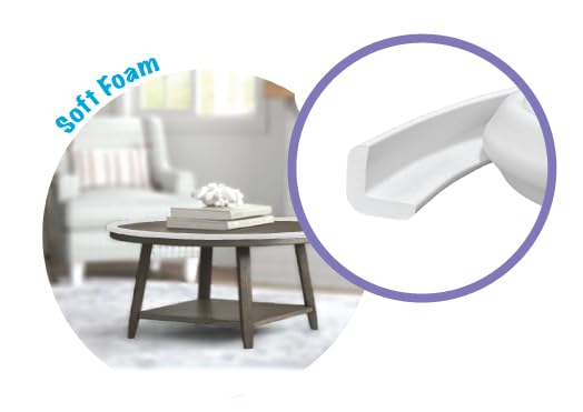 Kidkusion Baby Proof Edge Guards for Safety | Made in The USA | 44 Feet | Off White | Edge Protectors for Furniture, Tables, Fireplaces | Heavy Duty Tape Included-BubblyBeeBaby