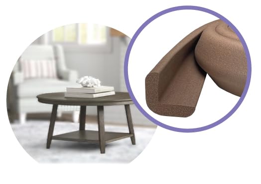 Kidkusion Baby Proof Edge Guards for Safety | Made in The USA | 18 Feet | Brown | Edge Protectors for Furniture, Tables, Fireplaces | Heavy Duty Tape Included-BubblyBeeBaby