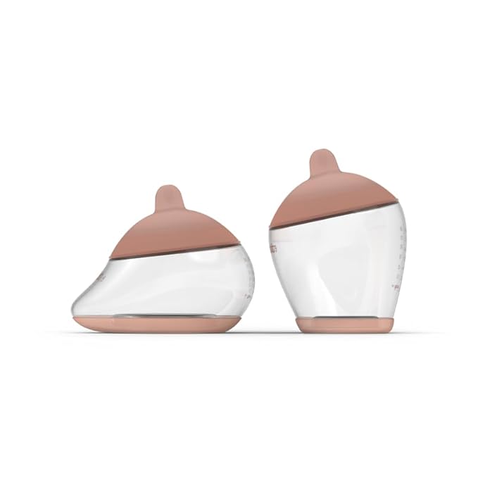 Baby Bottle Starter Kit Includes 2 Bottles 2 Nipples 2 Caps 2 Lids 2 Responsive Flow Valves, Cleaning Brush - Medium - Shape 2-RFV-BubblyBeeBaby