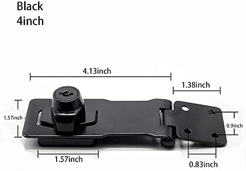 2 Packs Keyed Hasp Locks Twist Knob Keyed Locking Hasp for Small Doors, Cabinets and More,Stainless Steel Steel, Hasp Lock Catch Latch Safety Lock Door Lock with Keys (4inch, Bliack)-BubblyBeeBaby