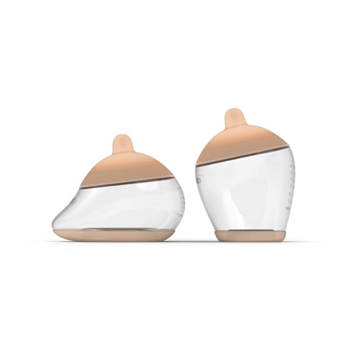 Baby Bottle Starter Kit Includes 2 Bottles 2 Nipples 2 Caps 2 Lids 2 Responsive Flow Valves, Cleaning Brush - Light - Shape 4 (Most Common)-RFV-BubblyBeeBaby