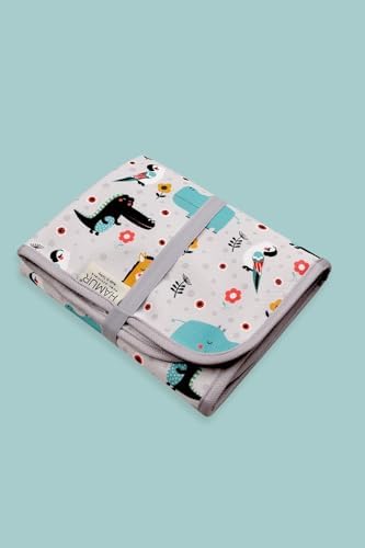 HAMUR HOME Portable Baby Changing Pad – Waterproof, Foldable & Lightweight Travel Mat – Soft & Machine Washable Diaper Changer – Compact & Durable (Animal)