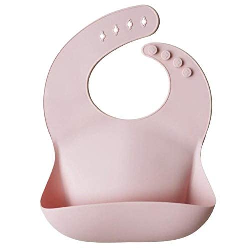 mushie Silicone Baby Bib | Adjustable Fit Waterproof Bibs (Blush)-BubblyBeeBaby