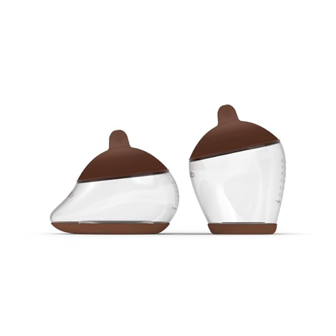 Baby Bottle Starter Kit Includes 2 Bottles 2 Nipples 2 Caps 2 Lids 2 Responsive Flow Valves, Cleaning Brush - Deep - Shape 3-RFV-BubblyBeeBaby