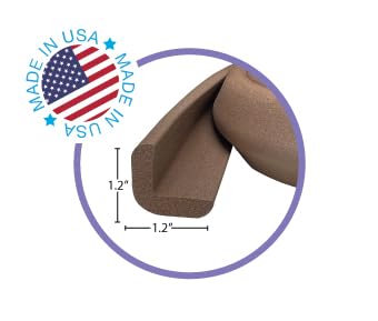 Kidkusion Baby Proof Edge Guards for Safety | Made in The USA | 44 Feet | Brown | Edge Protectors for Furniture, Tables, Fireplaces | Heavy Duty Tape Included-BubblyBeeBaby