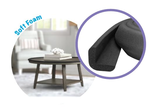 Kidkusion Baby Proof Edge Guards for Safety | Made in The USA | 44 Feet | Black | Edge Protectors for Furniture, Tables, Fireplaces | Heavy Duty Tape Included-BubblyBeeBaby