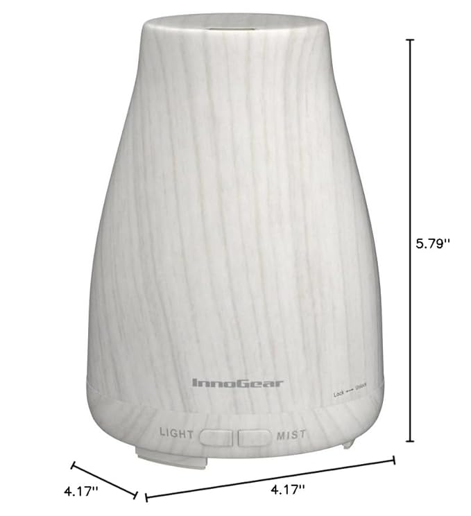InnoGear Essential Oil Diffuser with Oils, 100ml Aromatherapy Diffuser with 6 Essential Oils Set, Aroma Cool Mist Humidifier Gift Set, Grey Wood Grain-BubblyBeeBaby