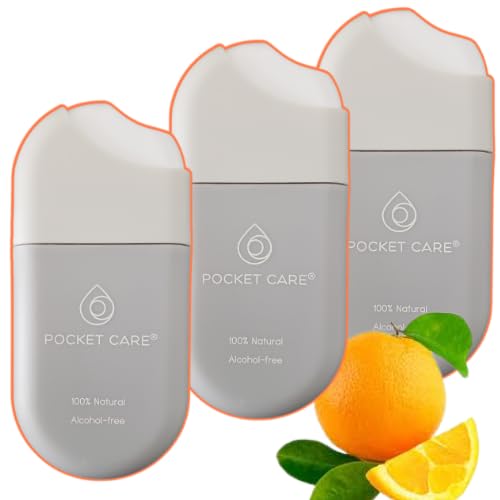 POCKET CARE | 3 Pack Orange Hand Sanitizer Spray 15 ml - natural Spray for Hands | Organic Moisturizing Spray | Hand Spray Travel Size - Travel Accessories | 100% natural (Orange)